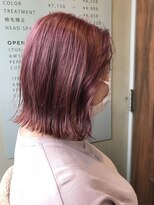 ヘアー アイス ルーチェ(HAIR ICI LUCE)&nbsp;ブリーチ☆ボブ　切りっぱなし　ピンクカラー　担当　山中