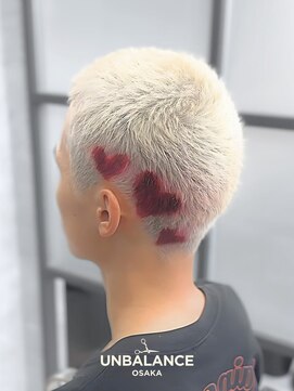 アンバランスオオサカ(UNBALANCE OSAKA) ★ホワイト/ハート/デザイン/ハイトーン/ボウズ/メンズ【JUNYA】