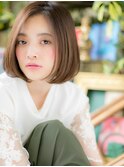大人かわいい小顔グレーベージュ前下がりボブh4大宮20代30代40代