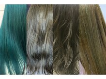 ◆『透明感カーキベージュ』＝透明感ベージュ×カーキ／グリーン◆ケアブリーチ/ハイライト/髪質改善/韓国]