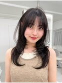 くびレイヤーボブルフネビージュ小顔ワンレンこなれミディ