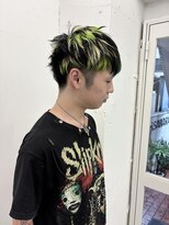 クク 渋谷(QUQU)&nbsp;ネオングリーン　グリーン　デザイン　ポイントブリーチ
