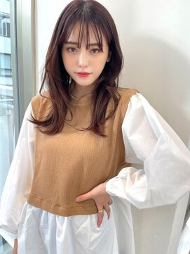 ノク(nok) シースルーバング_カーキグレージュフェザーバングレイヤー