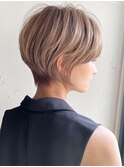 似合わせカットネイビーグレーショートヘアフレンチカジュアル