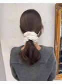 透けカラー　くすみカラー　グレージュ　ベージュ　アレンジヘア