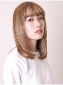 似合わせカット20代30代40代50代ワイドバングレイヤーミディ0402