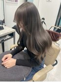 大人美人艶カラーグレージュ小顔カット透明感レイヤーロング