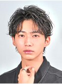 波巻きラウンドマッシュセンターパートシャドウパーマ韓国
