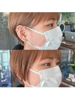 ギフトサニーサイド(gift sunny side)&nbsp;耳掛けマッシュショート＊ピンクベージュ