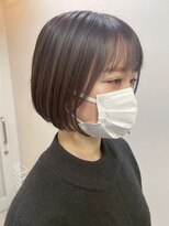 あごラインボブ/アッシュグレー/内巻きボブ/ミニボブ/韓国ボブ