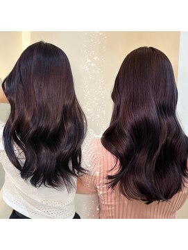 ノク(nok) ラベンダーカラーブリーチ無しダブルカラー_前髪イメチェン