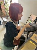 20代30代40代50代オレンジカラーマニッシュミニボブ艶感カラー