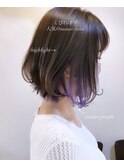 前下がりくびれAラインボブ×パープルインナーマロンベージュ