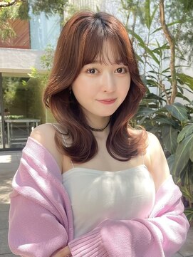 フォンズ(FONS) くびれミディアム  くびれヘア 韓国 ツヤカラー 顔まわりカット