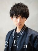 アッシュブラック/束感マッシュパーマ/刈り上げ/ツーブロック