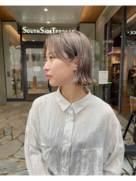 レンク(LENC) 切りっぱなしボブ/グレージュ