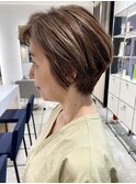 大人くびれショート/白髪ぼかしハイライト/髪質改善30代40代50代