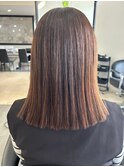 切りっぱなしセミロング/ハイライトカラー