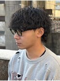 メンズウルフ　波巻きパーマ　メンズパーマ　ウルフパーマ