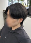 フェザーパーマ/グレーブルーカラー/刈り上げショートパンク