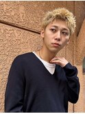 ブロンドスパイキーショート/ニュアンスパーマ/メンズカット