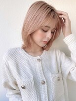 カバーヘア ブリス 川口(COVER HAIR bliss)&nbsp;ハイトーンカラー×ミルクティーピンクベージュくびれヘアp川口