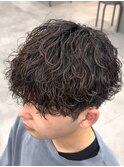 波巻きツイストスパイラルパーマラウンドマッシュ