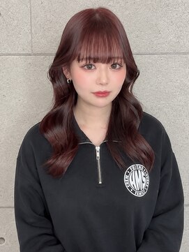 メドウ(meadow) ピンクブラウン ブリーチなしダブルカラー 顔周りカット 20代