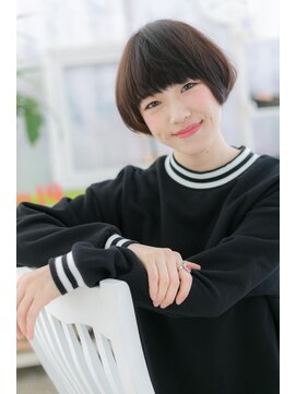 ミック ヘアアンドメイク アップ 駒込店(miq Hair&Make up) ネイビーアッシュオン眉前下がりマッシュショートa1