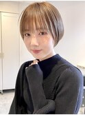 ペールベージュ/外ハネボブ/大人かわいい/セクションカラー[銀座
