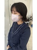 ミディアム外ハネくびれレイヤー×ナチュラル黒髪暗髪