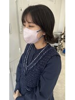 ヘアデザイン ソラ(Sola)&nbsp;ミディアム外ハネくびれレイヤー×ナチュラル黒髪暗髪