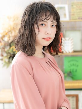 カバーヘア ブリス 戸田公園西口店(COVER HAIR bliss) オン眉前髪パーマくせ毛風ウェットヘアa戸田公園20代30代40代