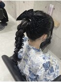 編み下ろしポニー/心斎橋ヘアセット