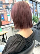 ヒビヲ(HIBIO) 横浜ミルクティーピンクベージュタッセルボブ外ハネボブレイヤー