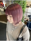 【W_SALON 河原町】ボルドーピンク/ボブ