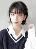 【GEEKS渋谷】くびれボブ/黒髪/前髪あり/就活ヘア/耳かけボブ/艶