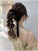 【ツインポニー編みおろし】大人可愛い柔らかアレンジ
