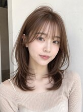 ノア 三宮店(NOA)&nbsp;【NOA】大人可愛い韓国風レイヤーミディ艶ベージュ
