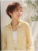 ベリーショート/暖色オレンジブラウンカラー/シースルーバング