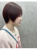 ワインレッド×ショートヘア