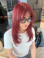 アッド バイ ケーツー(add by K-two)&nbsp;デザインレイヤーカット透明感ピンクレッド