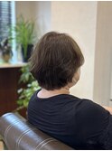 白髪ぼかし×ラフパーマショートボブ