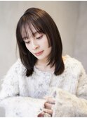 ロングレイヤーカット顔周りレイヤーウルフハッシュカット韓国