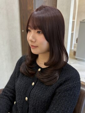 セライロ 千葉(celilo) ミディアムレイヤー ピンクブラウン 顔周りカット【momoka】