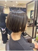 ショートボブ×白髪ぼかしハイライト #大田区#久が原#池上線