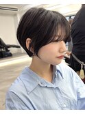 大人可愛い20代30代40代前下がりショートボブ/ハンサムショート
