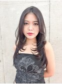 グレージュブラウン/ミディアムレイヤー/韓国巻き/顔周りカット