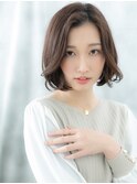ことりベージュ大人フェミニンかきあげボブg小山20代30代40代