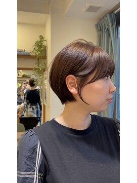 ロンド パルティール 大宮(Lond partir) 斜め前髪ピンクベージュインナーグレージュウルフショート